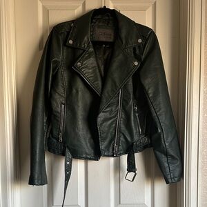 Ci Sono Women's Dark Green Leather Jacket